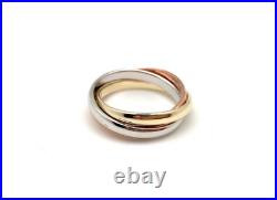 18K Tri-Color Gold Over Rolling Ring 3mm 5-10 / Inter Linked Ring For Women's