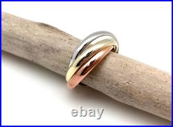 18K Tri-Color Gold Over Rolling Ring 3mm 5-10 / Inter Linked Ring For Women's