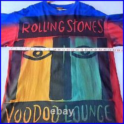 90s Rolling Stones Band Tour T Shirt Tie dye Voodoo Lounge All Over Print Sz XL