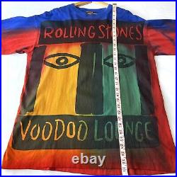 90s Rolling Stones Band Tour T Shirt Tie dye Voodoo Lounge All Over Print Sz XL