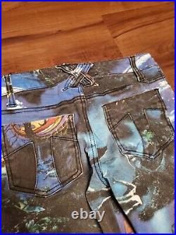 INSANE Vintage Y2K Tripp NYC All Over Print Mermaid Skinny Jeans Pants 28 Sz 3