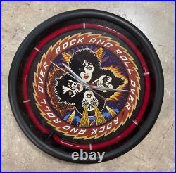KISS Neon Wall Clock Rock and Roll Over