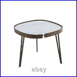 Modern Coffee Table Black Metal Frame with Sintered Stone Tabletop