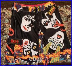 NEW Vintage KISS ROCK AND ROLL OVER LP Dragonfly Swim Suit Surf Board Shorts 34