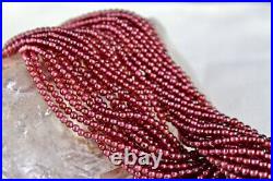 Natural Rhodolite Garnet Smooth Round Gemstone 8 Rolled Strands Beads Necklace