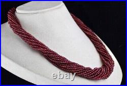 Natural Rhodolite Garnet Smooth Round Gemstone 8 Rolled Strands Beads Necklace