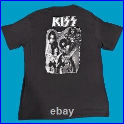 RARE Vintage Distressed KISS Rock And Roll Over Buttery Soft Black shirt Size L