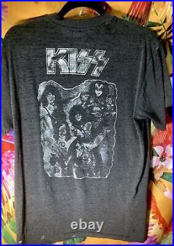 RARE Vintage Distressed KISS Rock And Roll Over Buttery Soft Grey T-shirt Size M