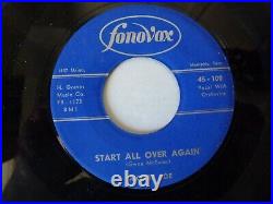 Smokey Joe 45'start All Over' USA Fonovox Hot 1956 Memphis R&b Blues Jiver M