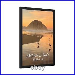 Sunrise Birds at Morro Rock Poster, Morro Bay California Print, Rolled Poster