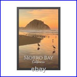 Sunrise Birds at Morro Rock Poster, Morro Bay California Print, Rolled Poster