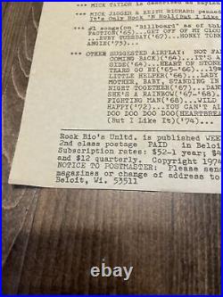 The Rolling Stones 1974 ex radio station bio sheet Complete Rock Bios Unlimited